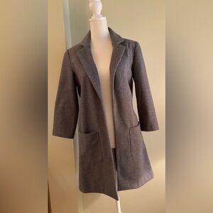 Carole Wren Grey Herringbone Open Blazer Size Small
